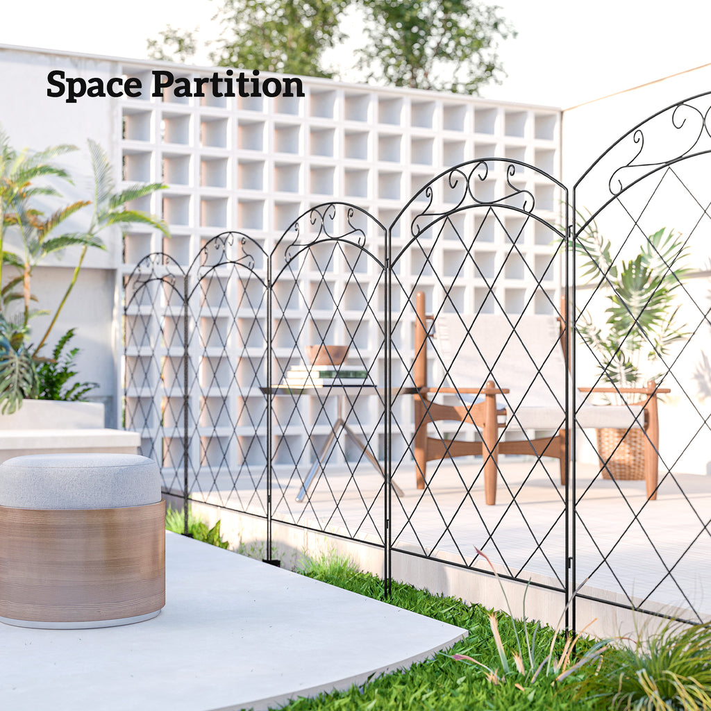 4 Pack Garden Fencing for Yard, Decorative Fence Panels as Animal Barrier and Flower Edging, Circle, Black