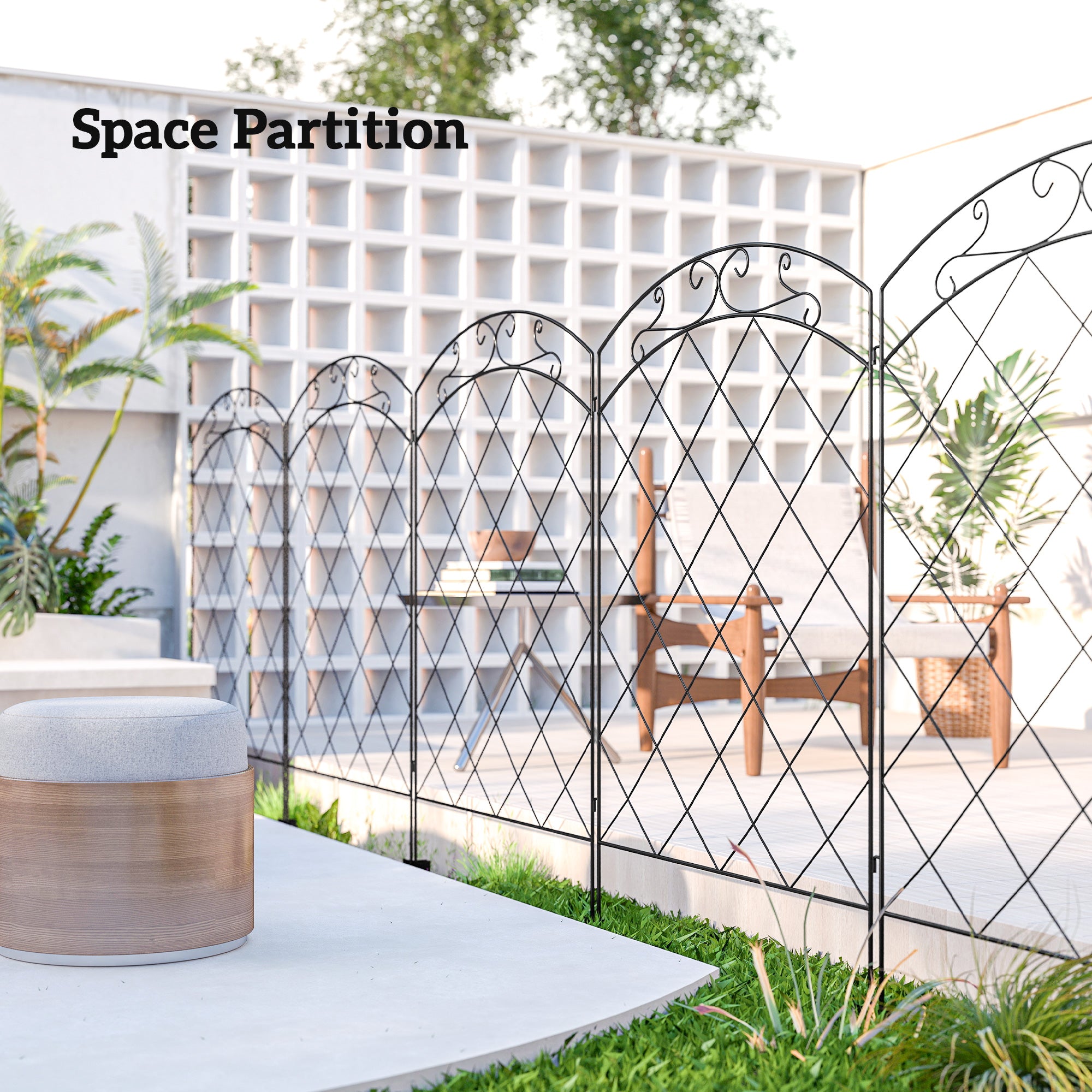 4 Pack Garden Fencing for Yard, Decorative Fence Panels as Animal Barrier and Flower Edging, Circle, Black