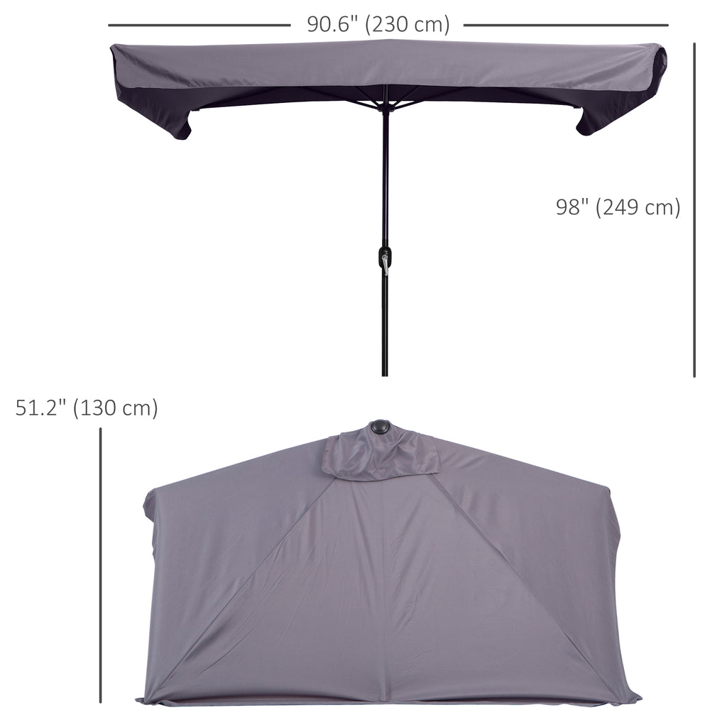 7.5ft Half Umbrella Semi Patio Parasol with Crank Handle, Top Vent for Garden, Balcony- NO BASE INCLUDED, Grey