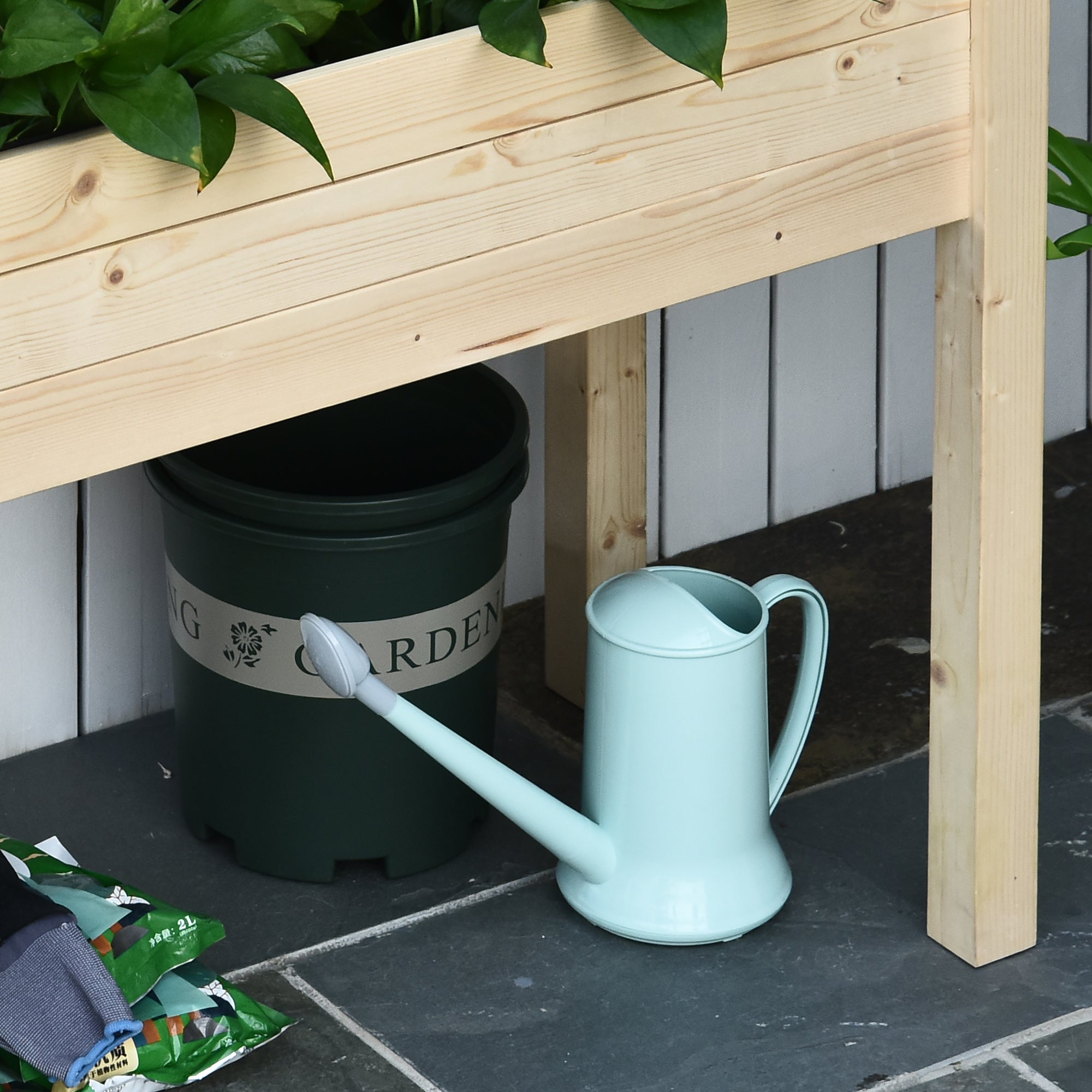 34"x18"x30" Wooden Raised Garden Bed, Elevated Planter Box with Legs, Drainage Holes, Inner Bag for Garden, Natural