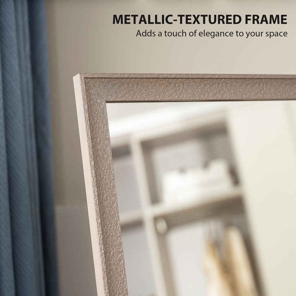 64" x 21" Rectangular Full Length Mirror with Frame, Free Standing, Wall Mounted or Leaning, Gunmetal Silver