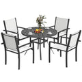 5 Piece Outdoor Dining Set with Round Table and 4 Stackable Chairs, for Backyard, Lawn, Deck, Balcony, Pool Side