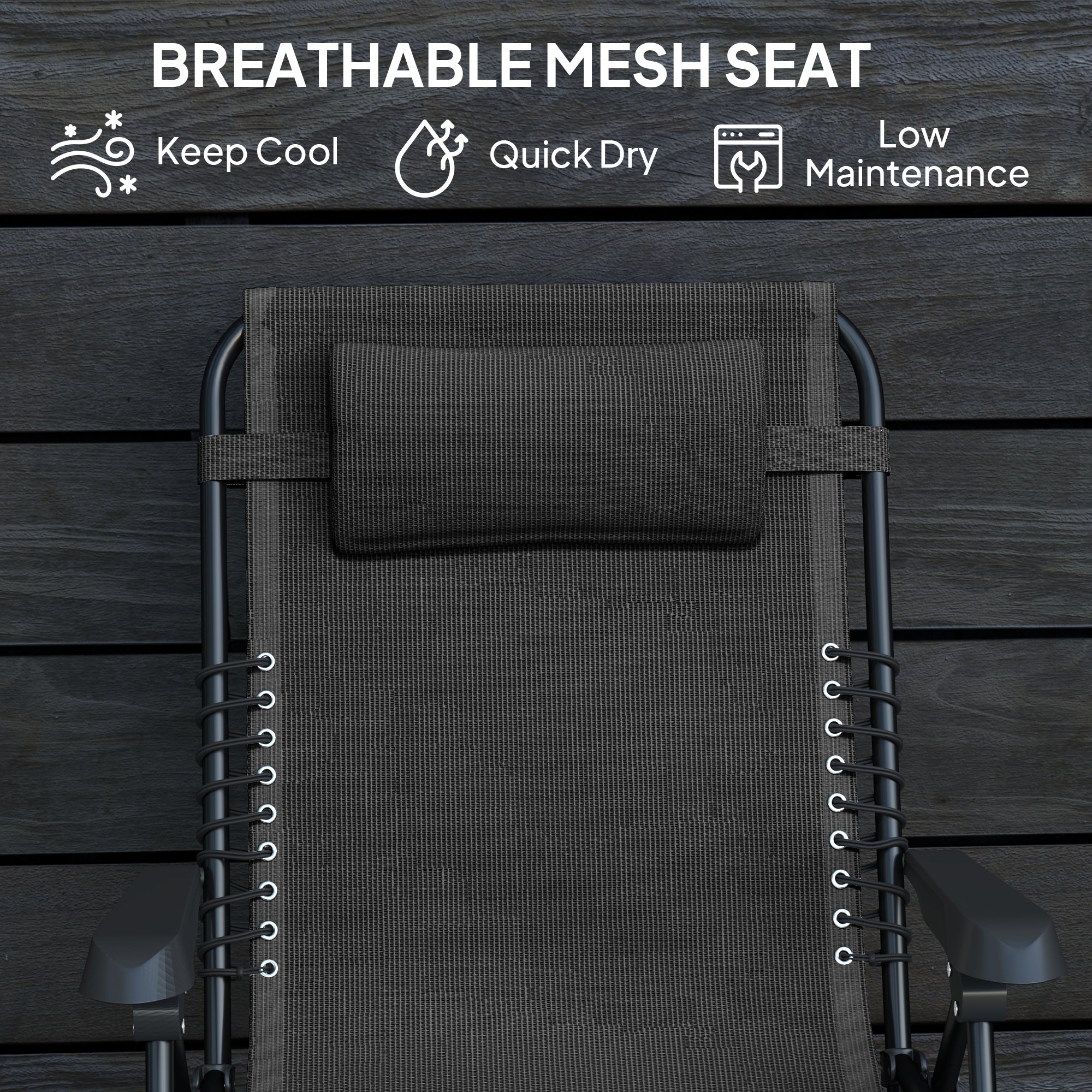 Folding Zero Gravity Chair, 5-Position Adjustable Outdoor Lounge Chair Recliner with Headrest, Black