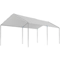 10' x 20' Carport Heavy Duty Galvanized Car Canopy with Included Anchor Kit, 3 Reinforced Steel Cables, White
