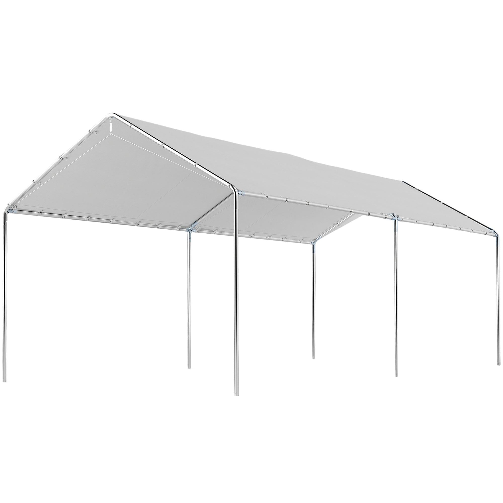 10' x 20' Carport Heavy Duty Galvanized Car Canopy with Included Anchor Kit, 3 Reinforced Steel Cables, White