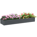 8'x2'x1' Galvanized Raised Bed, Large Elevated Planter Box for Growing Flowers, Herbs and Vegetables, Dark Grey