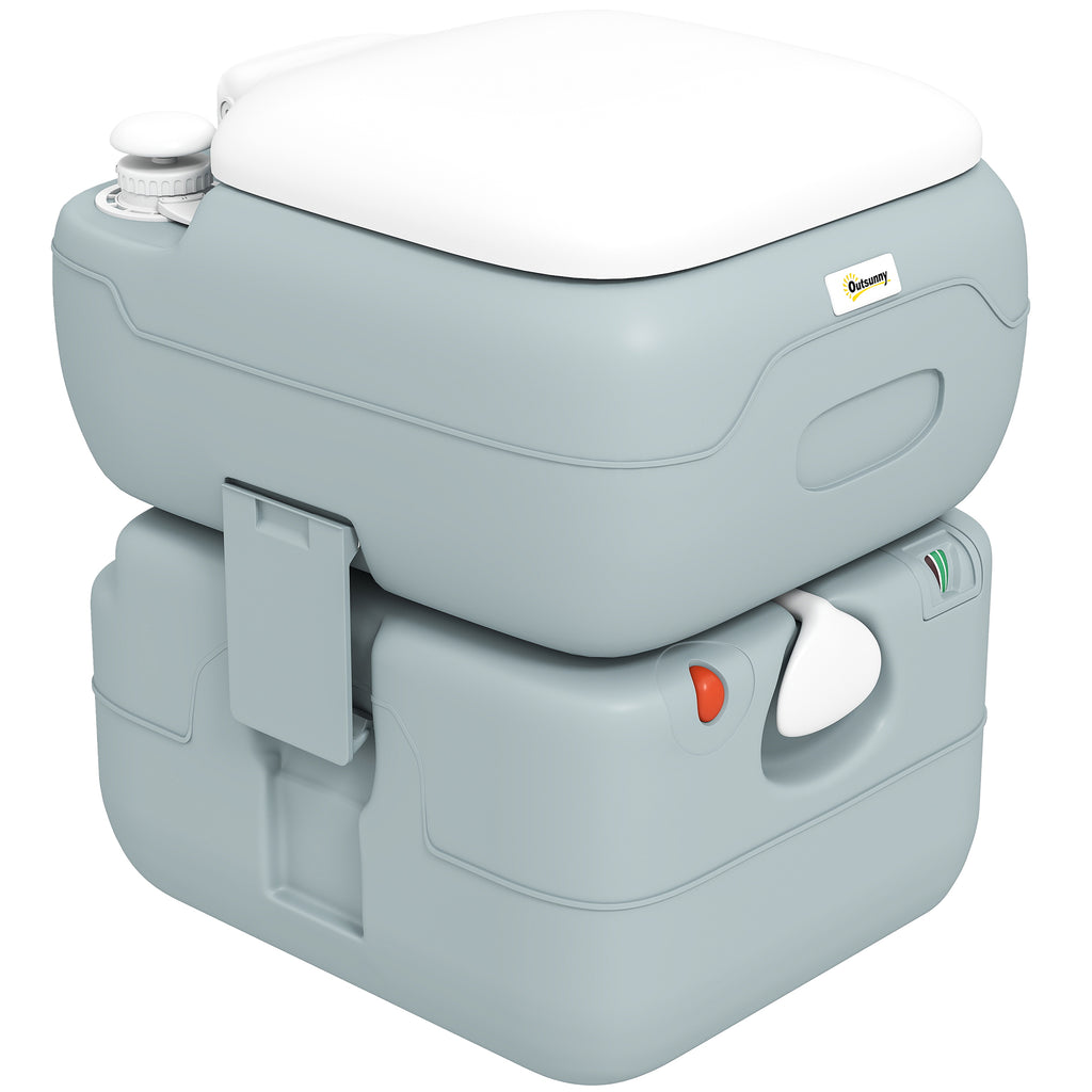 Porta Potty, 5.8 Gallon Portable Toilet with Level Indicator and Anti-Leak Pump for Camping, Boating, Hiking, Travel, RV