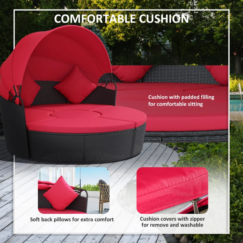 4-piece outdoor patio sofa bed with round design and canopy