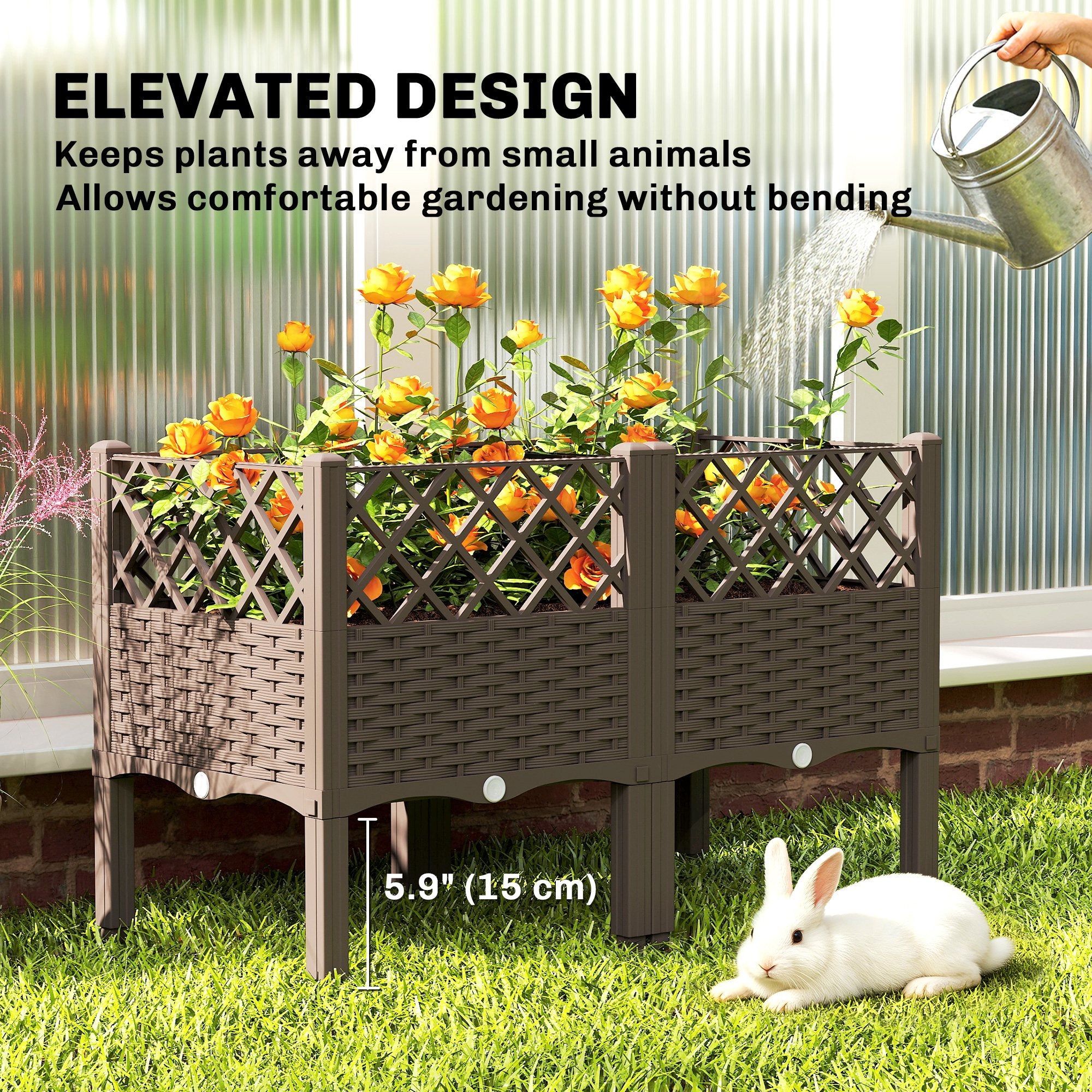 Raised Garden Bed with Legs, Self Watering Elevated Planter Boxes with Drainage Holes, 31.5" x 15.7" x 20.3"