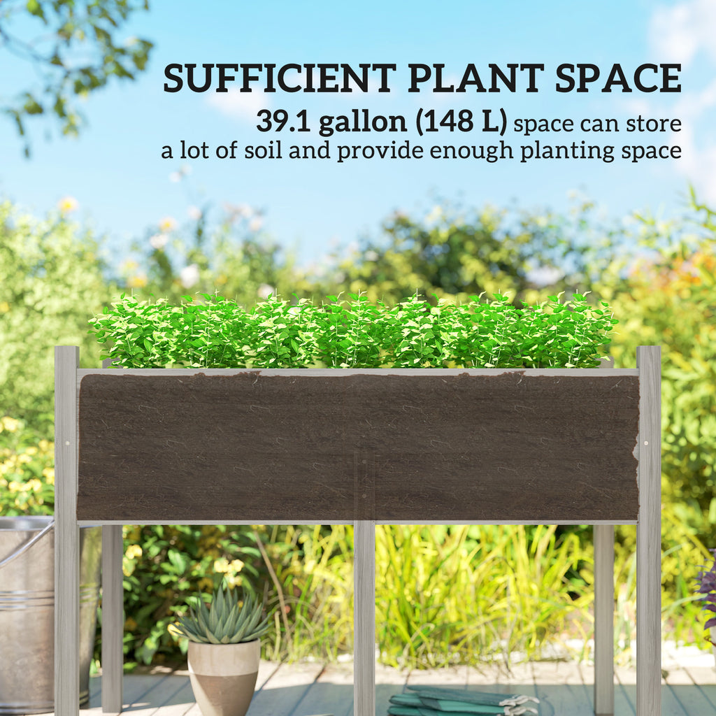 Wooden Raised Planter Box with Drain Holes for Vegetables, Flowers, Outdoor Garden Bed, 45.3x21.7x31.5inch, Grey