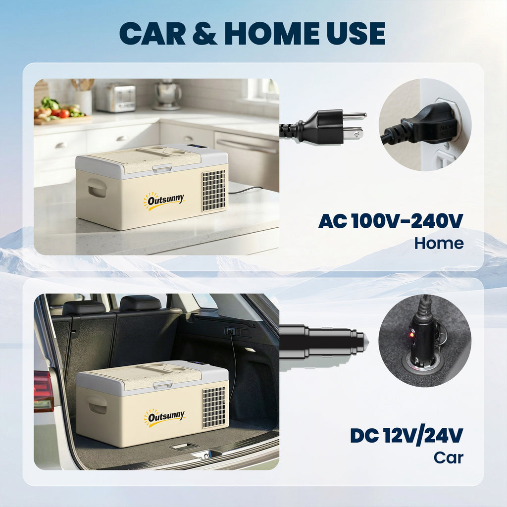 12 Volt Car Refrigerator, 17QT Car Fridge Electric Cooler, 12/24V DC and 100-240V AC, -4â„‰-50â„‰, Portable Refrigerator