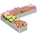 Galvanized Raised Garden Bed Steel Planter Box w/ Rods for Vegetables Flowers Herbs, 82" x 109" x 12", Silver