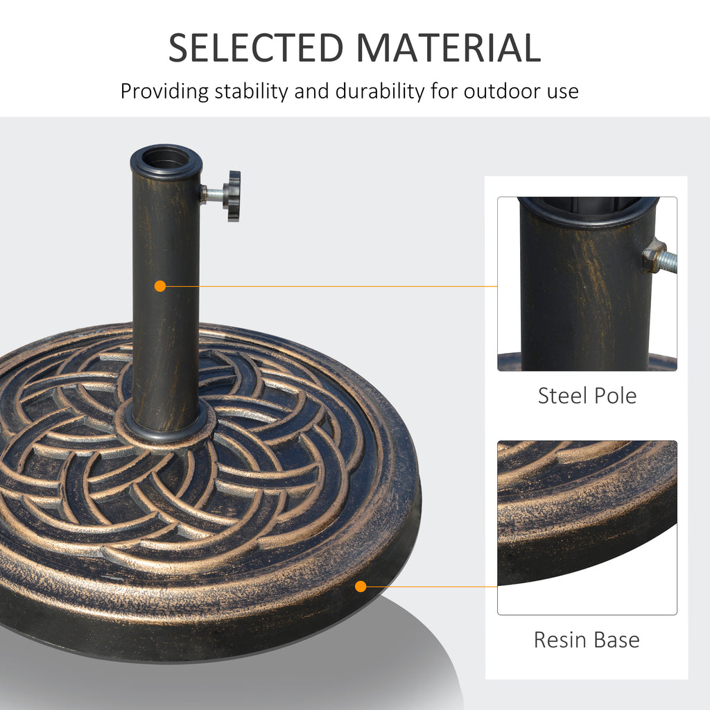 25 lb Heavy Duty Patio Umbrella Base, Round Market Umbrella Stand for Outdoor, Deck, Backyard, Garden, Bronze