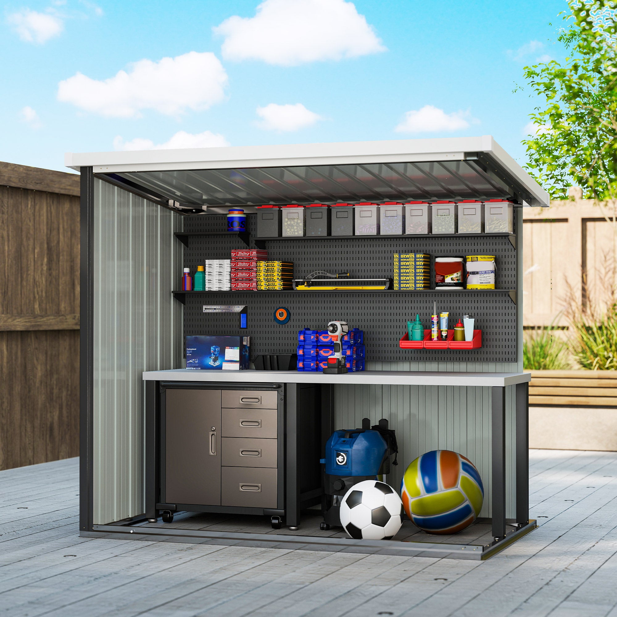 5x3 Lean to Shed with Lockable Door, Durable Metal Shed for Garden, Patio, Lawn, Black