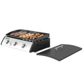 Propane Gas Grill with 3 Main Burners, 8530 BTU Outdoor BBQ Grill Cart with Non-Stick Griddle and Lid, Black