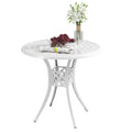 30-inch Round Patio Dining Table with Umbrella Hole Cast Aluminium Outdoor Bistro Table, White