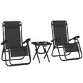 Zero Gravity Chair Set of 2 Patio Chair with Side Table Cupholders and Pillows for Pool, Backyard, Lawn, Black