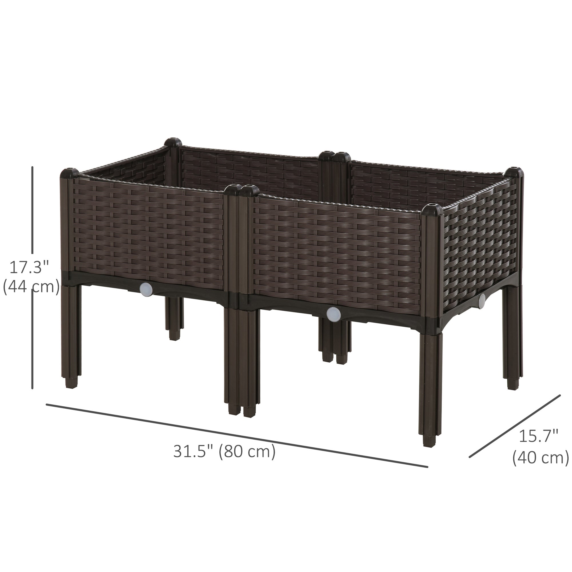 2-piece Raised Garden Bed PP Raised Flower Bed Plant Stand Stackable Vegetable Herb Grow Box