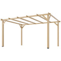 10' x 13' Wooden Pergola, Outdoor Pergola Gazebo Grape Trellis with Triangle Supports, Concrete Anchors, Nature Wood