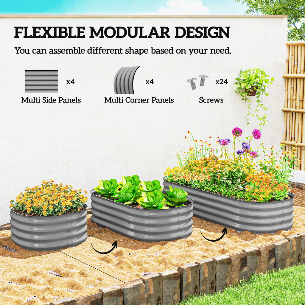 4.9 x 2 x 1ft Galvanized Raised Garden Bed Kit, Metal Planter Box with Safety Edging, Silver