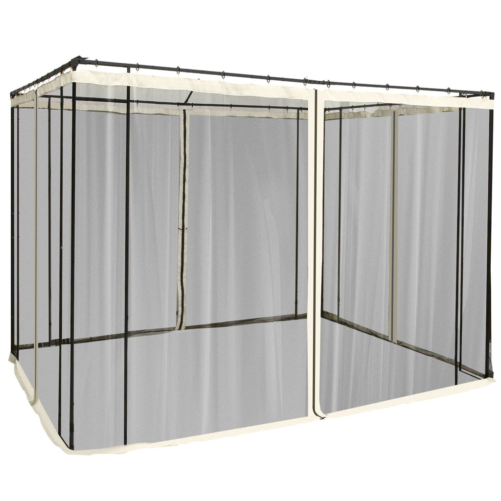 Replacement Mosquito Netting for Gazebo 10' x 10' Black Screen Walls for Canopy with Zippers for Parties and Outdoor Activities, Cream White