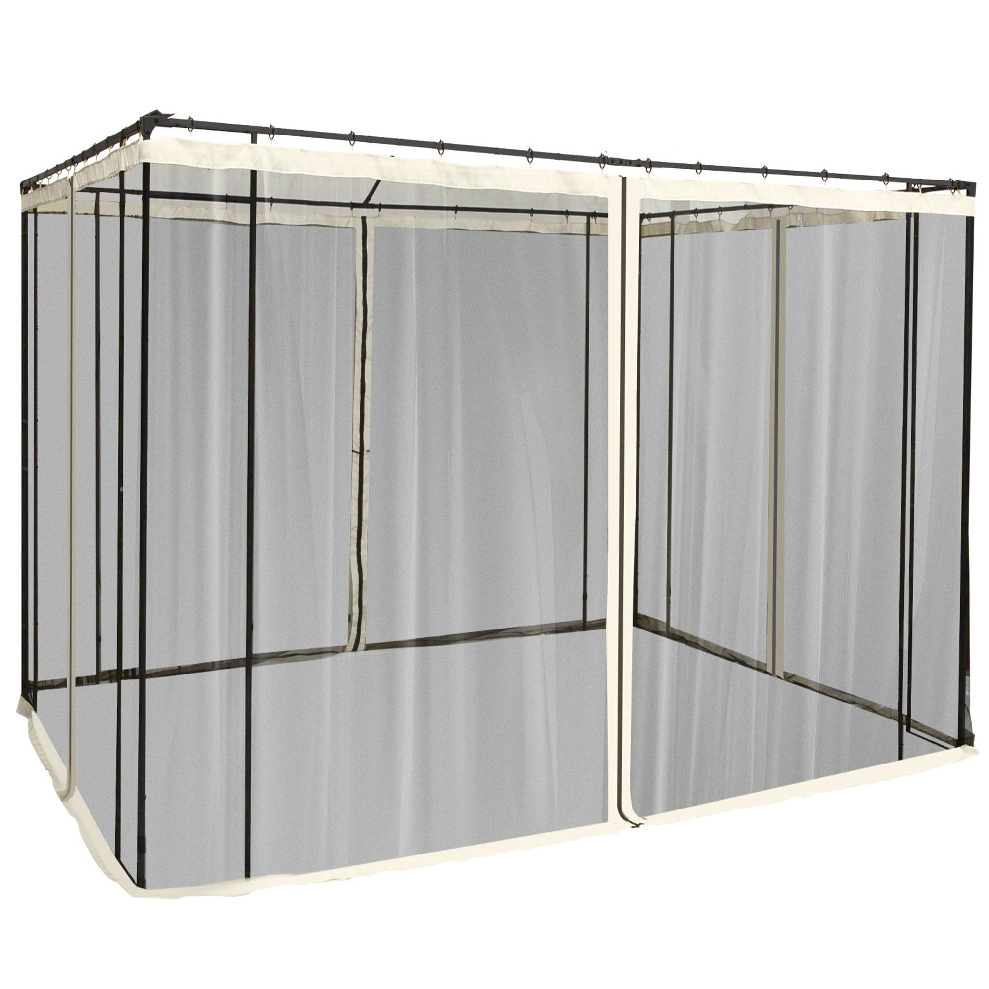 Replacement Mosquito Netting for Gazebo 10' x 10' Black Screen Walls for Canopy with Zippers for Parties and Outdoor Activities, Cream White