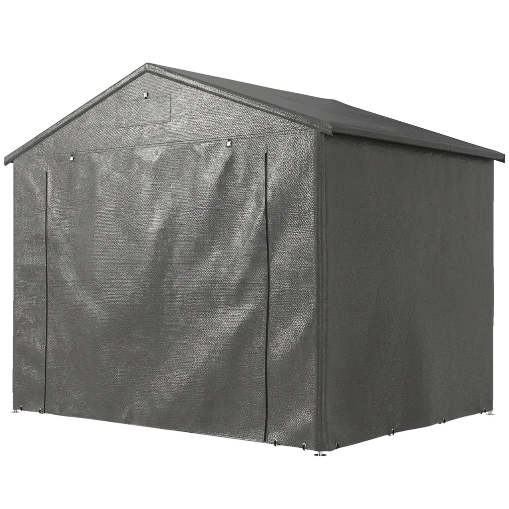 8' x 6' Portable Shed, Waterproof Bike Tent with Roll-up Zipper Door, Vent and Galvanised Metal Frame, Dark Grey