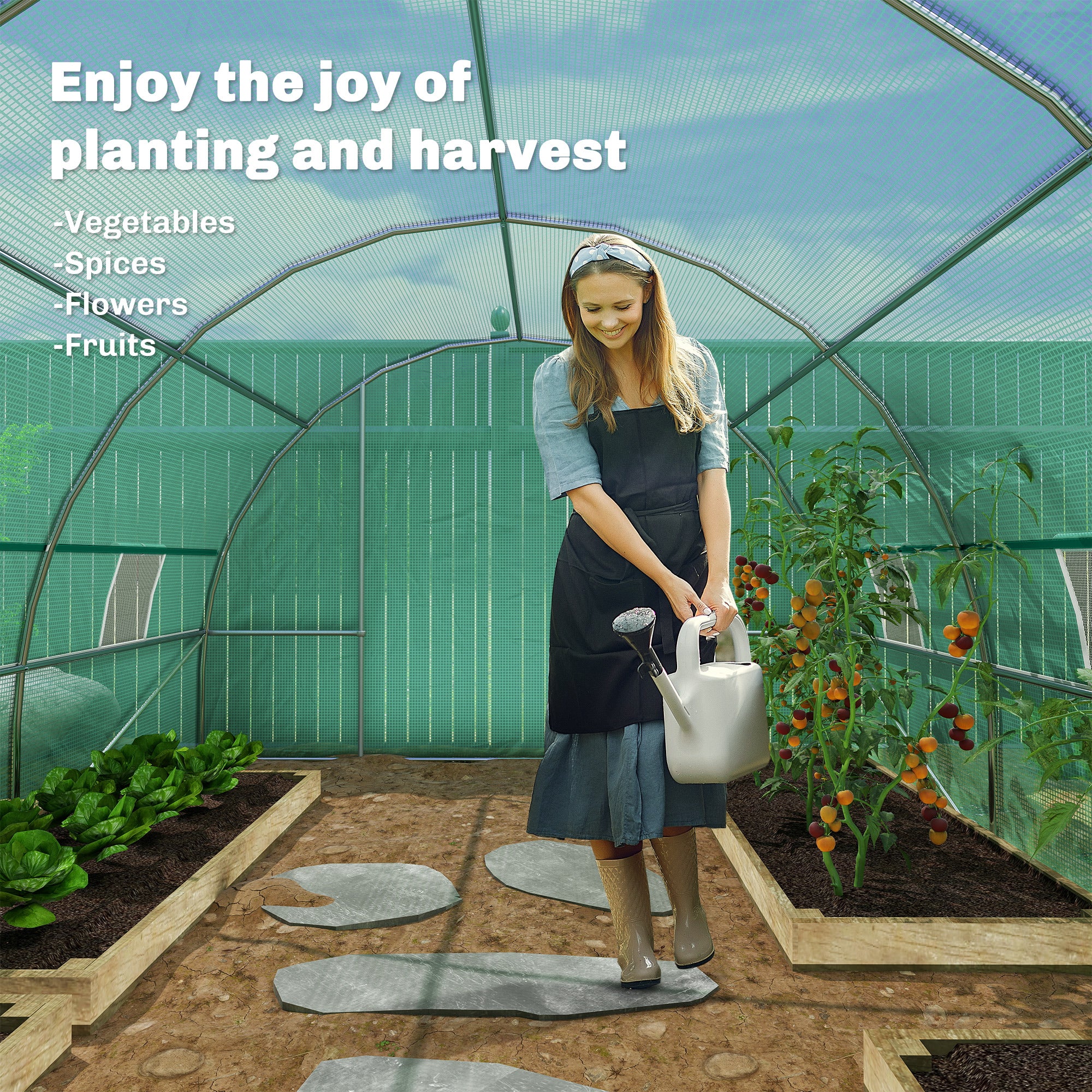 26' x 10' x 6.6' Large Walk in Tunnel Greenhouse Garden Plant Seed Green House Premium Steel Frame