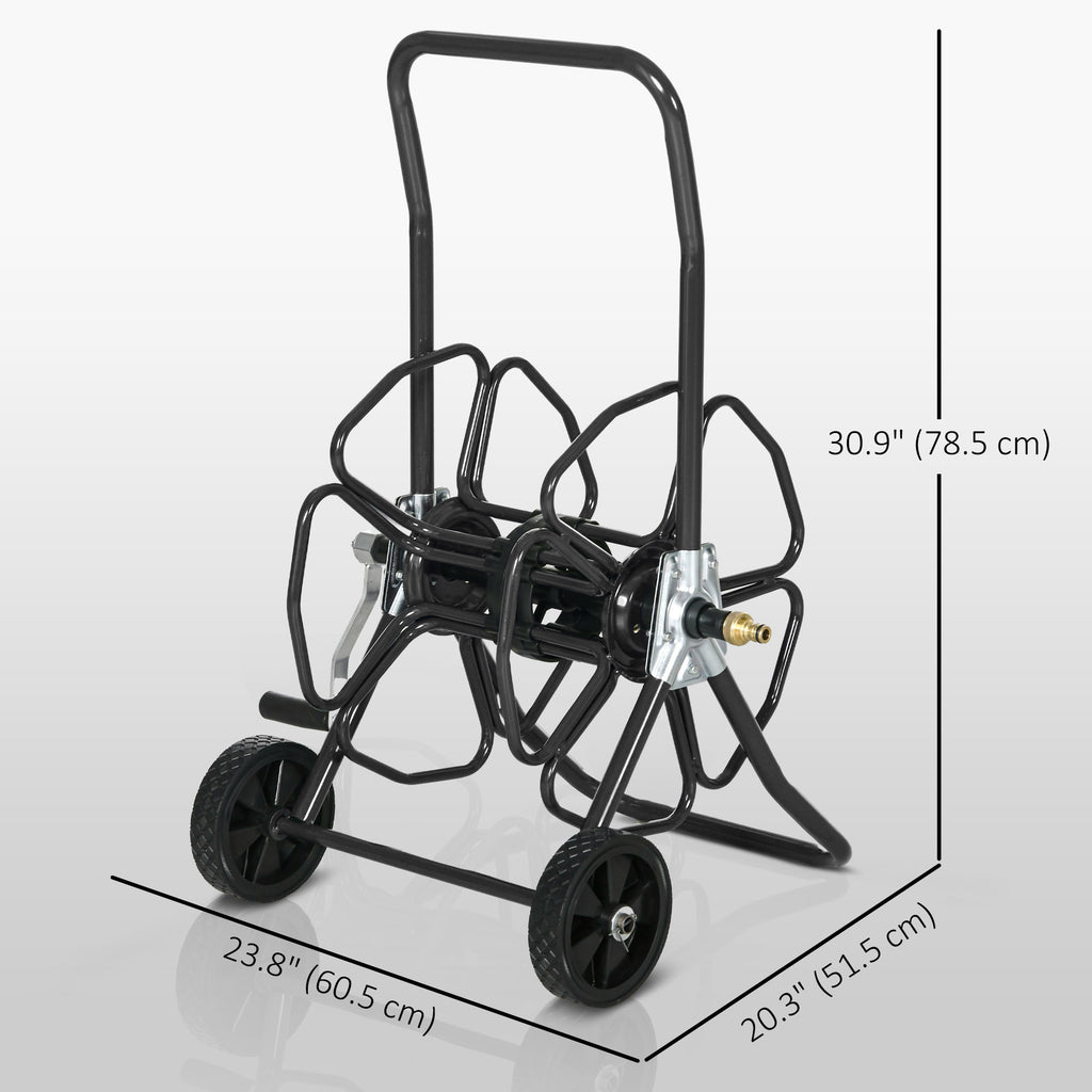 98 ft of 5/8" Hose Reel Cart (Hose Not Included), Garden Water Hose Carts with Wheels for Yard, Lawn, Black