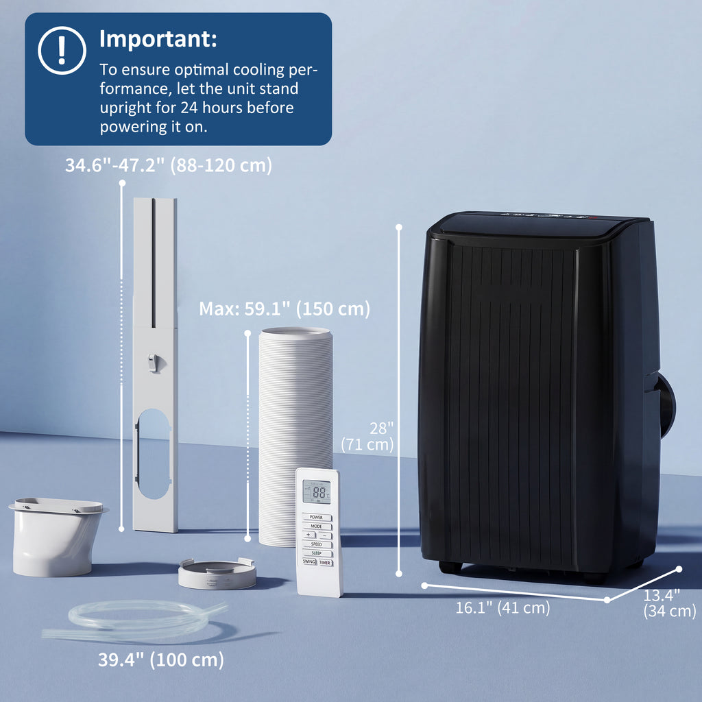 14000 BTU 5-in-1 Portable Air Conditioner with Cool, Heat, Dehumidifier, Fan, Sleep, WiFi Voice Control, Black