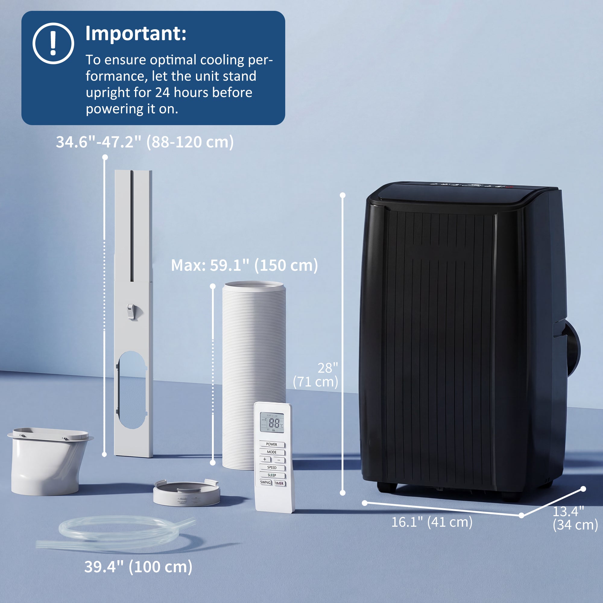 14000 BTU 5-in-1 Portable Air Conditioner with Cool, Heat, Dehumidifier, Fan, Sleep, WiFi Voice Control, Black