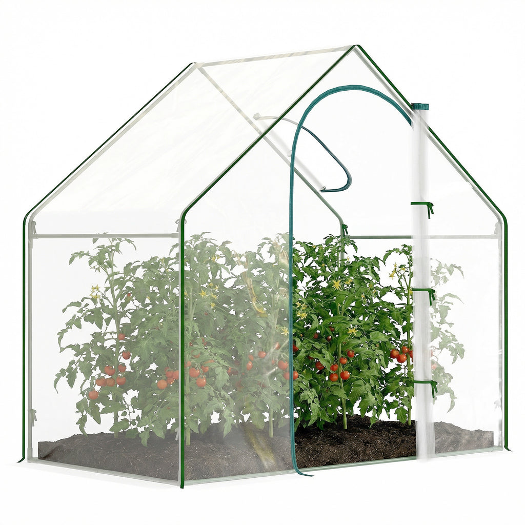 6'x3.3'x5.5' Walk-in Garden Greenhouse with Door and Window, Portable Mini Greenhouse for Plants Flowers Herbs, Steel Outdoor Hot House Growing Tent, Clear Plastic Cover