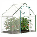 6'x3.3'x5.5' Walk-in Garden Greenhouse with Door and Window, Portable Mini Greenhouse for Plants Flowers Herbs, Steel Outdoor Hot House Growing Tent, Clear Plastic Cover