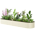 7.9 x 2 x 1ft Galvanized Raised Garden Bed Kit, Metal Planter Box with Safety Edging, Cream White