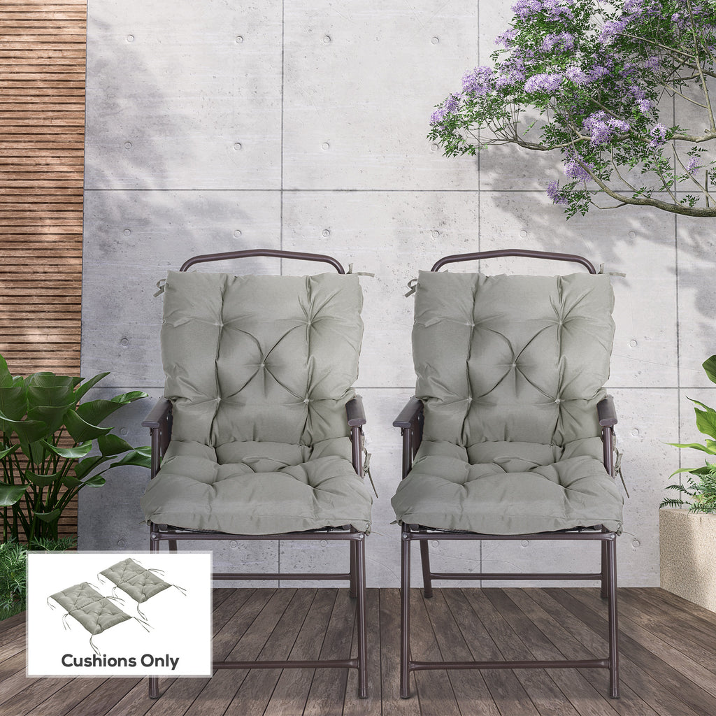 Set of 2 Garden Chair Cushions Seat Pad with Backrest for Sunbeds, Rocking Chairs, Loungers, Outdoor & Indoor Use