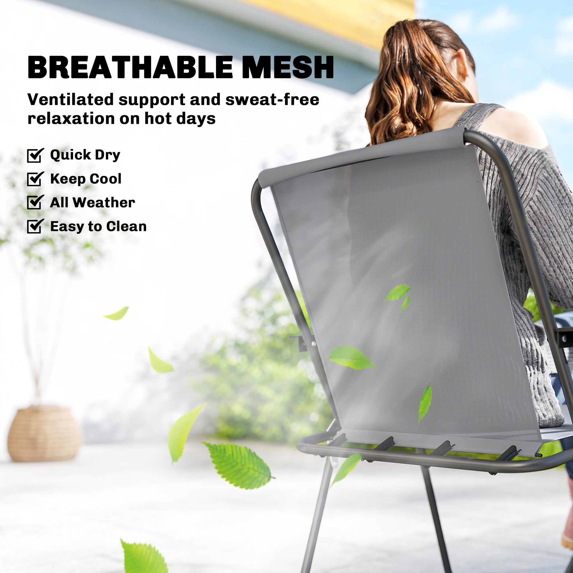 8 Piece Patio Table and Chairs Set with Folding Chairs, Tempered Glass Tabletop and Umbrella for Garden, Grey