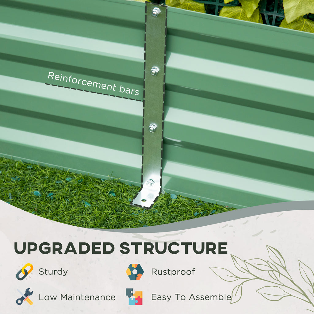 6' x 3' x 1' Raised Garden Bed with 2 Trellis Tomato Cages, Steel Frame Elevated Planter Box, Light Green