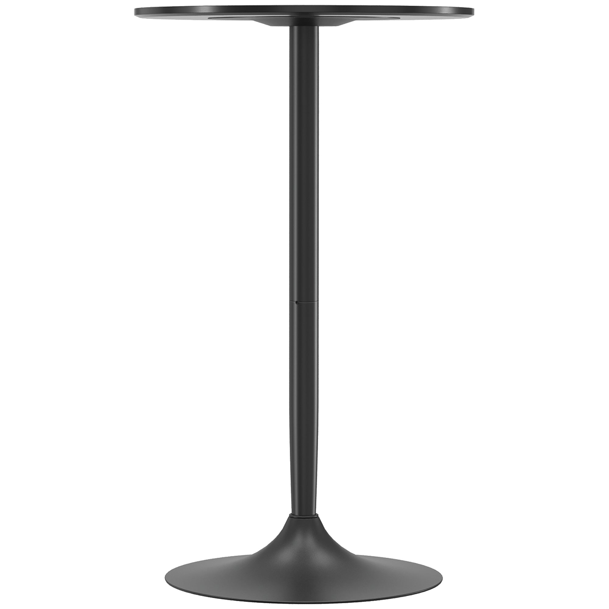 High Top Bar Table, Modern Round Dining Table with Painted Top and Steel Base, Bistro Table for 2 People, Black