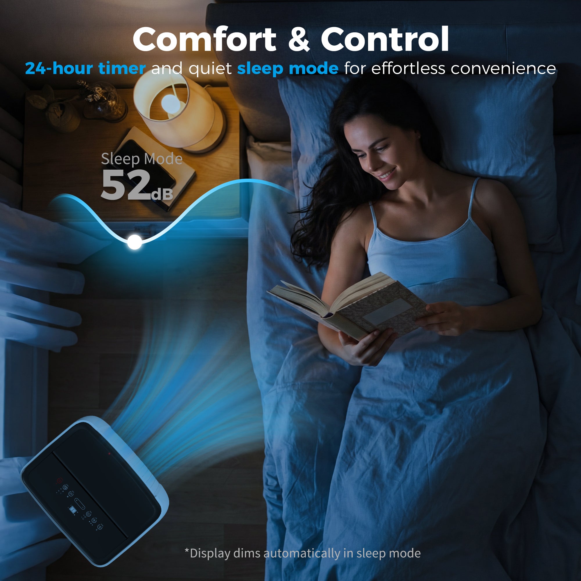 14000 BTU 5-in-1 Portable Air Conditioner with Cool, Heat, Dehumidifier, Fan, Sleep, WiFi Voice Control, White