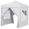 6.6'x6.6' Pop Up Canopy Tent with Sidewalls, Instant Sun Shelter Camping Gazebo with Carry Bag, White