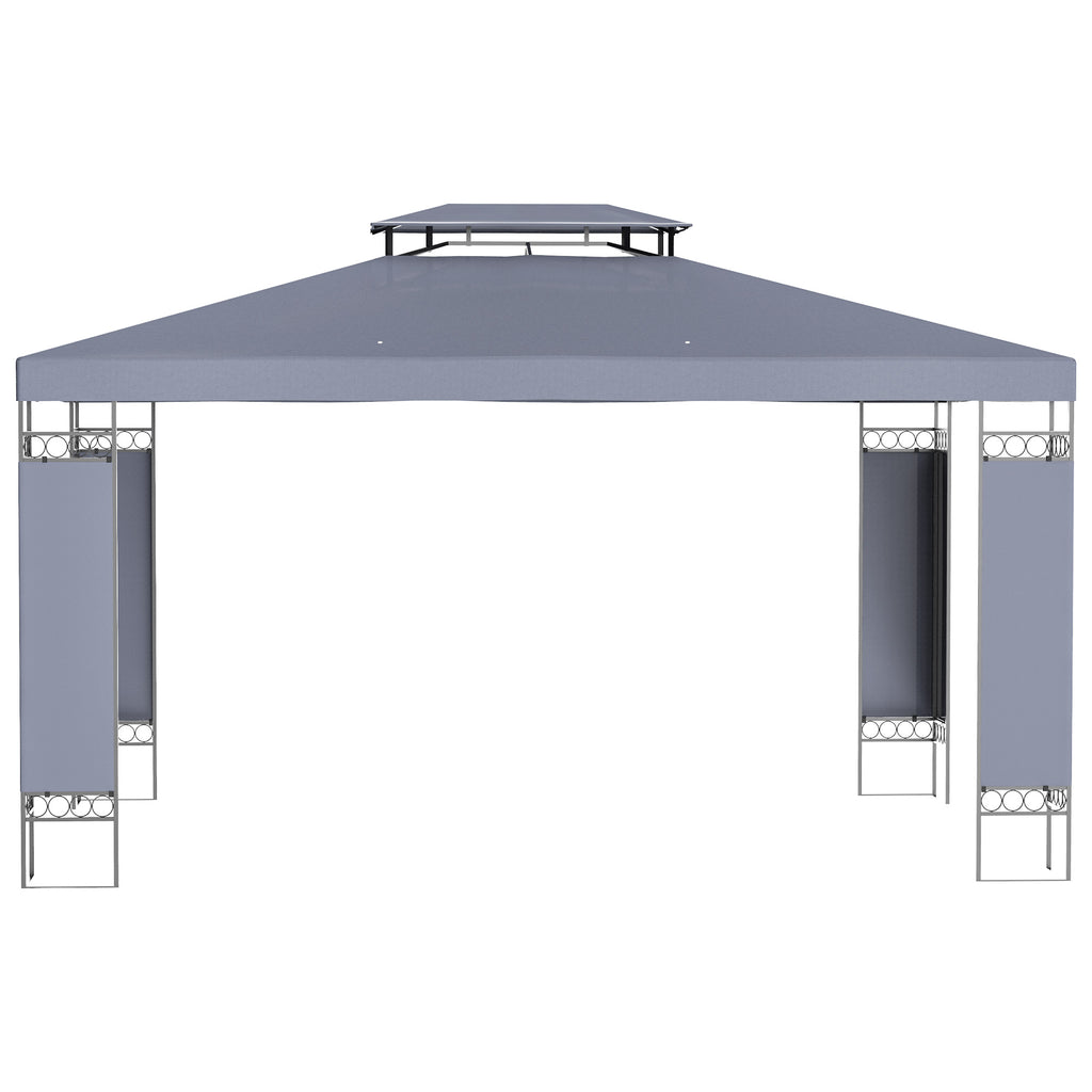 10' x 13' OutdoorÂ Gazebo, Double Roof Patio Gazebo Canopy Shelter with Screen Decorate Corner Frame, Grey