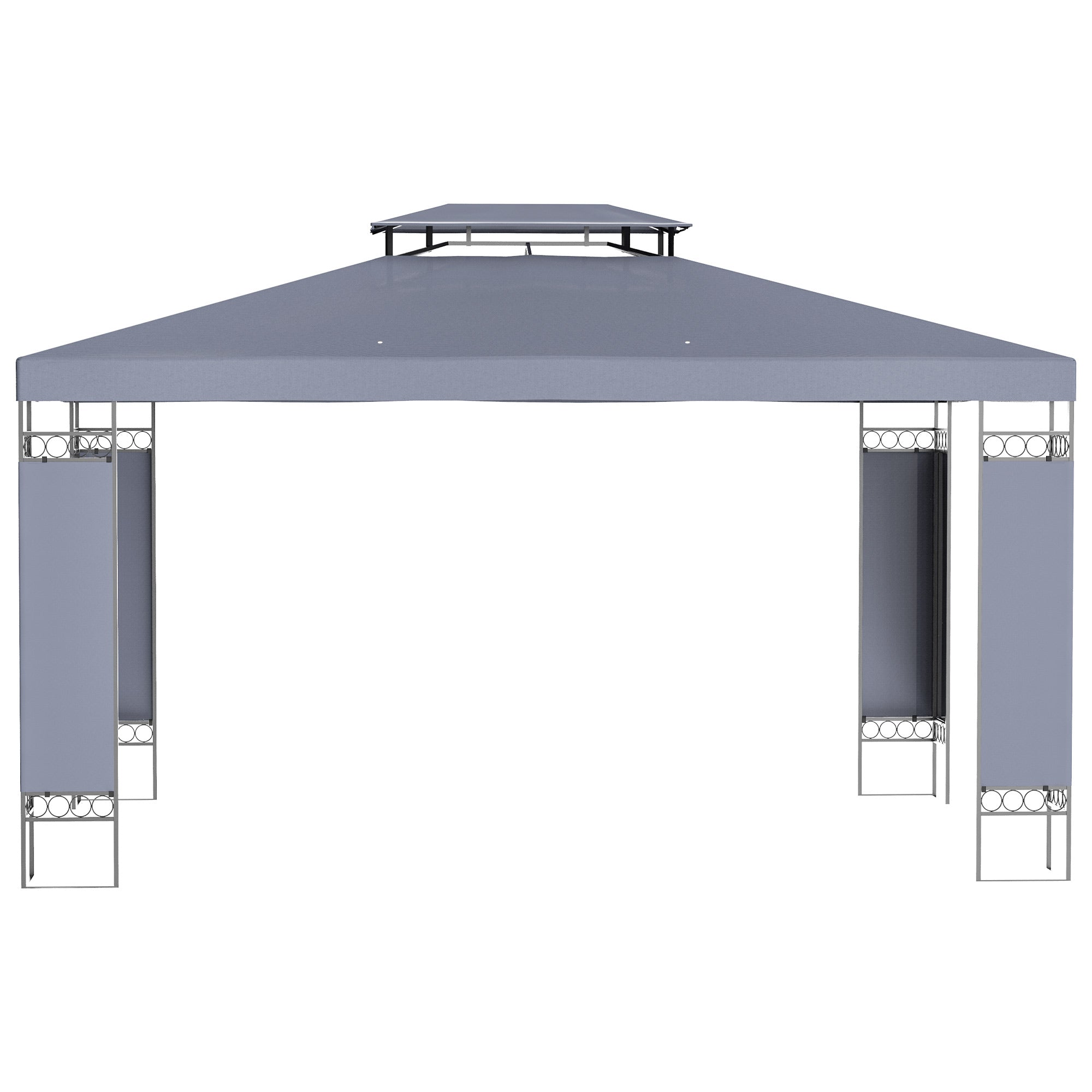 10' x 13' OutdoorÂ Gazebo, Double Roof Patio Gazebo Canopy Shelter with Screen Decorate Corner Frame, Grey