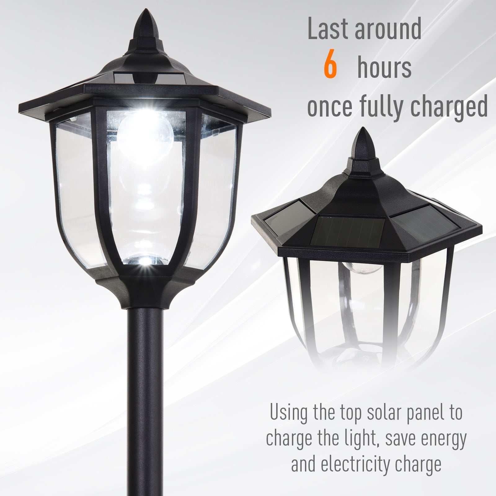 Solar Torch Lights Outdoor Garden Lighting 6 LED Water-Resist Auto On/Off 6 Hours