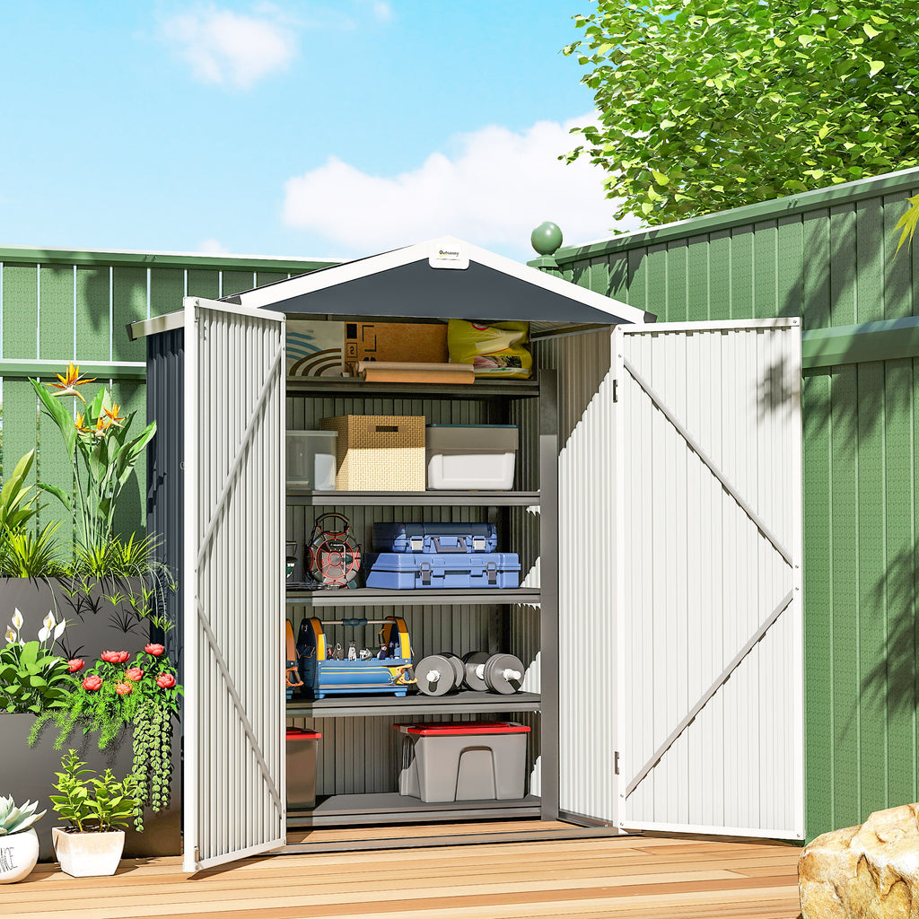 4.4' x 3' Outdoor Storage Shed with Double Doors, Metal Garden Shed for Backyard Patio