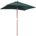 6.6x5ft Square Market Parasol, Wooden Patio Umbrella with Tilt Mechanism and 6 Bamboo Ribs, Garden Sunshade, Green