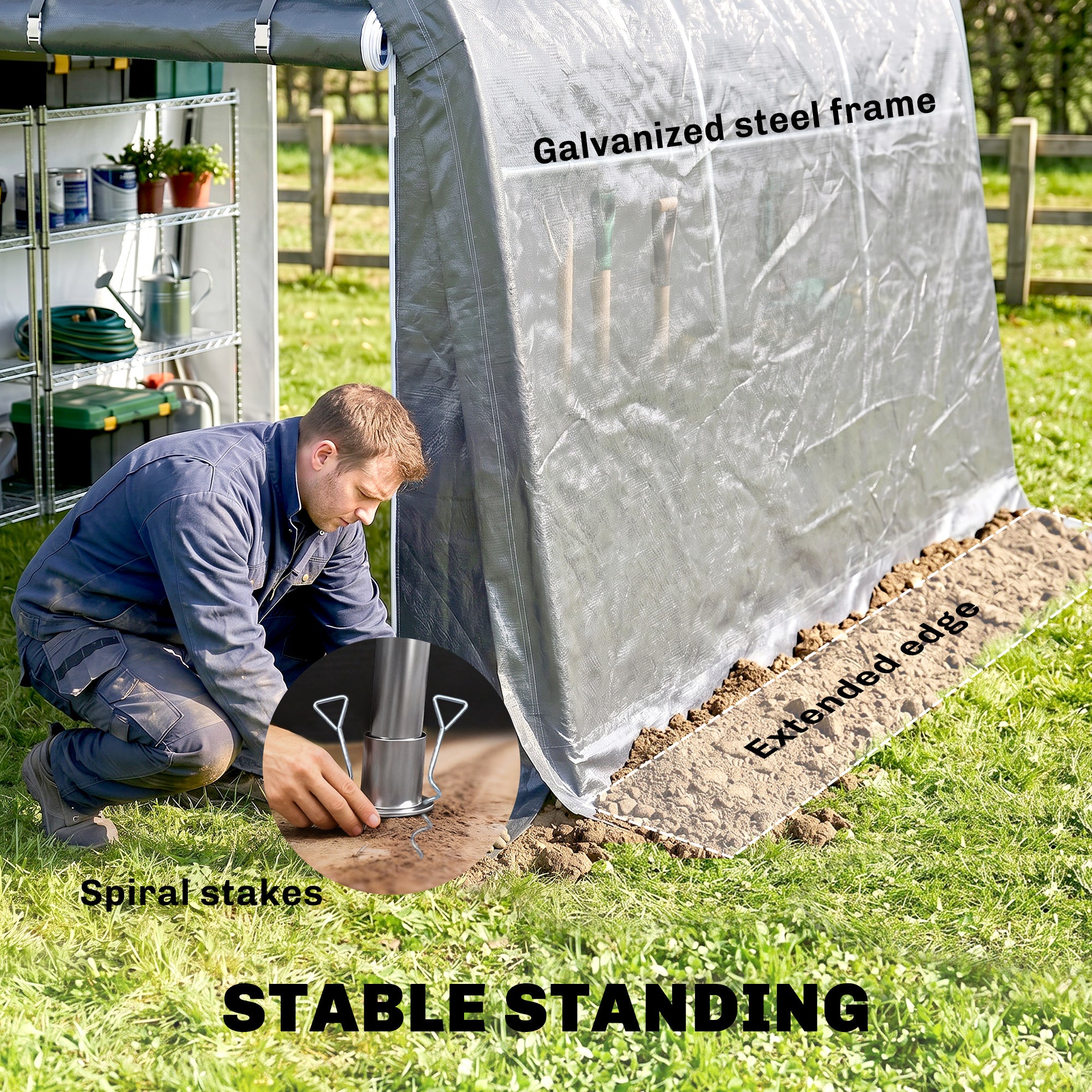 10' x 10' Outdoor Storage Tent, Heavy Duty and Waterproof Portable Shed for Bike, Motorcycle & Garden Tools, Light Grey