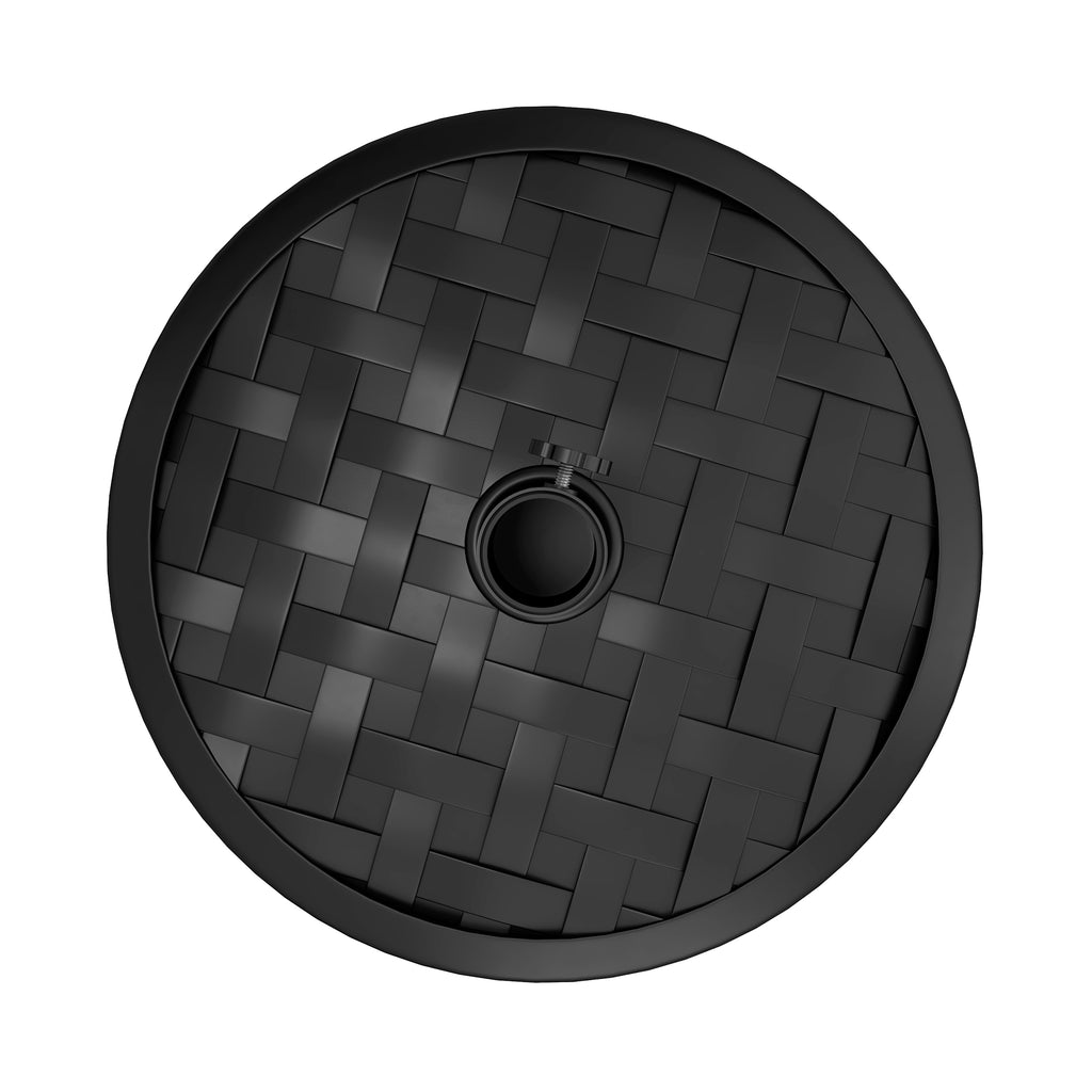 40lbs. Concrete Umbrella Base with Rattan Effect, Heavy Duty Parasol Stand for Outdoor Patio Umbrella, Black