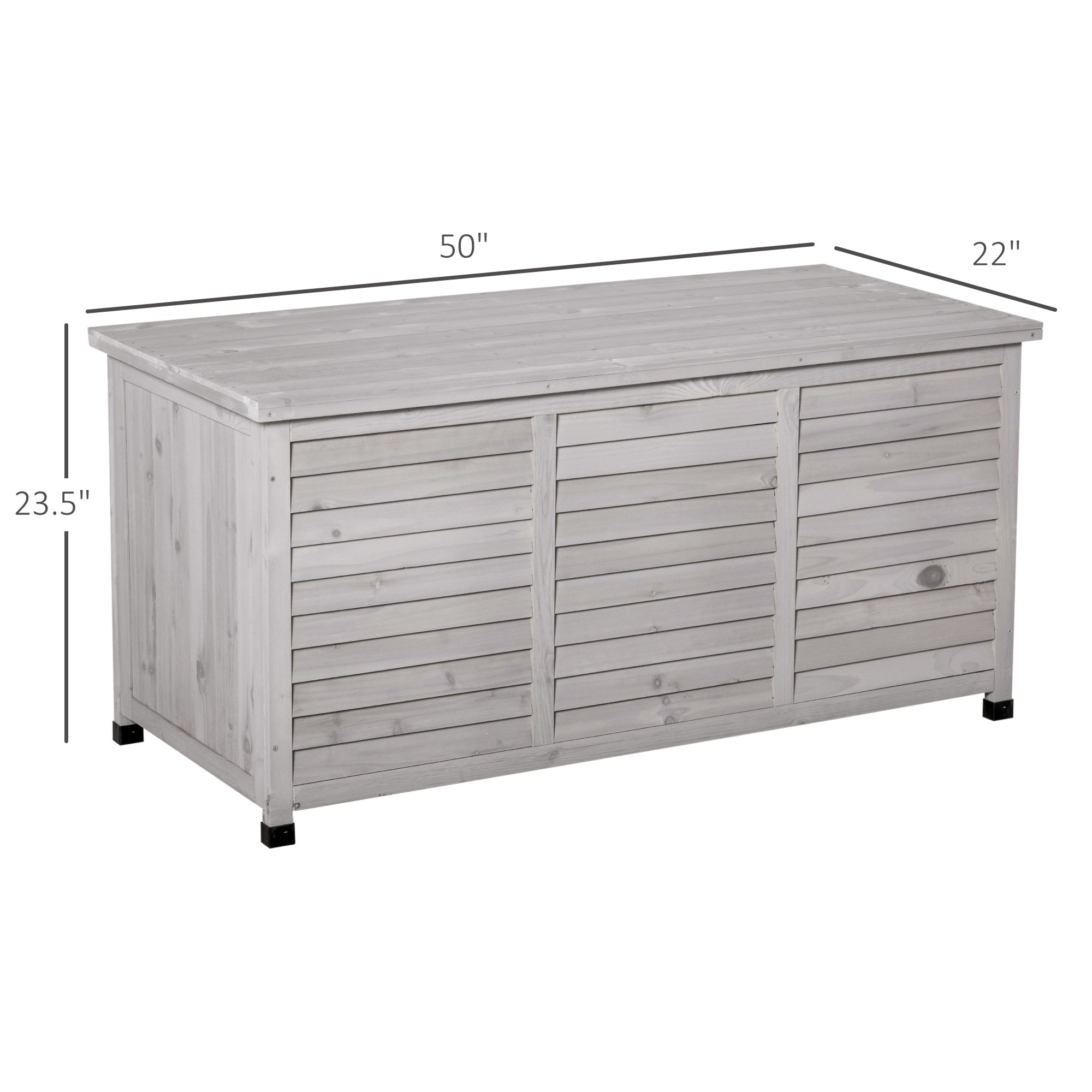 75 Gallon Wooden Storage Box patio Deck Box Bench, Garden Backyard Outdoor Storage Container with Aerating Gap & Weather-Fighting Finish, Grey