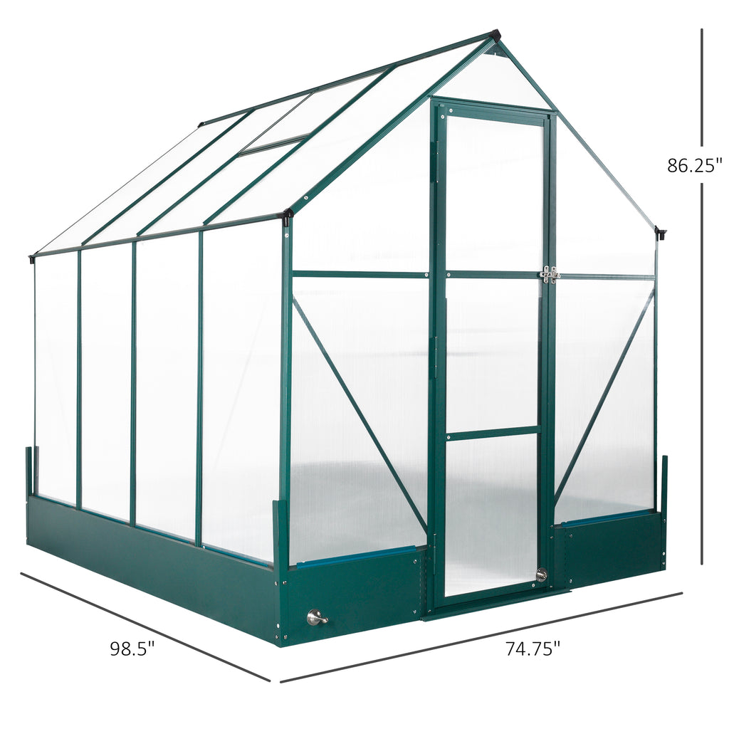 8.2' x 6.2' Greenhouse Aluminum Frame with Temperature Controlled Window