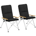 Camping Chairs 2 Pack, Portable Folding Camp Chair with Padded Seat and Bag, Outdoor High Back Recliner, Black